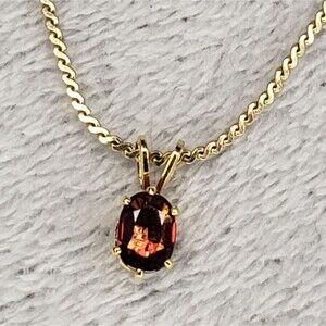 Garnet Red Birthstone Pendant Necklace on Gold chain